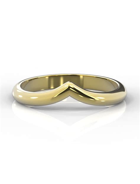 Wishbone Shaped Classic D Yellow Gold Wedding Rings