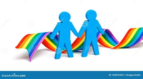 Two Gay Men Holding Hands Isolated On White Background With Lgbt