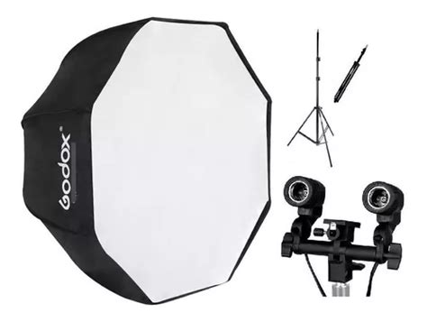 Kit Softbox Godox 80cm Octa Tripé Soquete Duplo Lâmpada