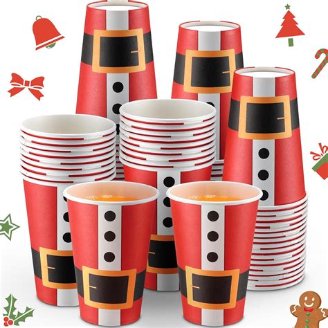 Amazon Sliner 100 Pcs Christmas Disposable Coffee Cups 12 Oz Santa