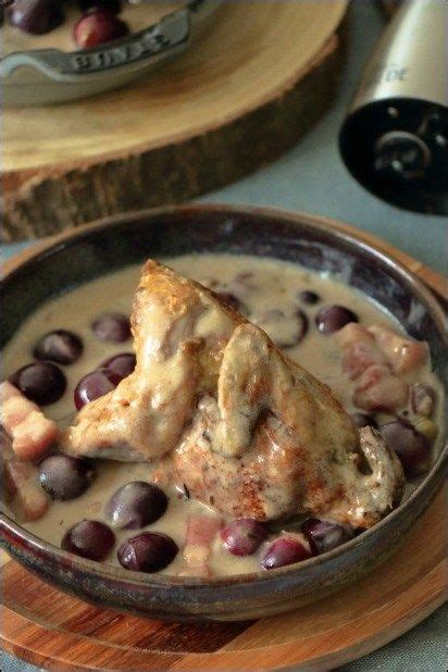 Cocotte de cailles aux raisins aux lardons et à la crème Happy