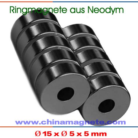 Neodym Magnet Ringe Ø15xØ5x5mm N40M Ringe vernickelt Neodym Magnete