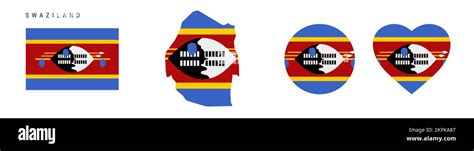 Swaziland Flag Icon Set Eswatini Pennant In Official Colors And