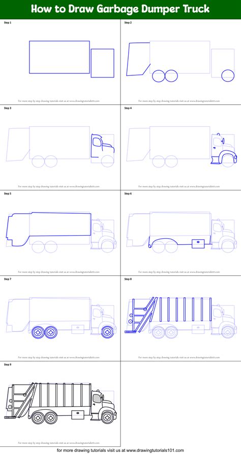 How to Draw Garbage Dumper Truck (Trucks) Step by Step ...