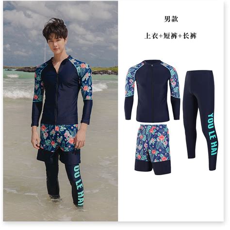 Order Bikini nữ đẹp Cặp vợ chồng người mẫu bộ đồ lặn nam và nữ chia áo tắm bảo thủ dài tay