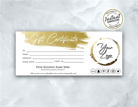 Gold T Certificate Template Printable T Card Template Editable