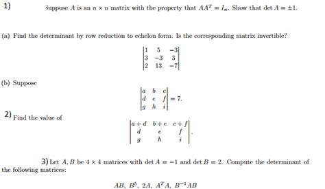 Solved Suppose A Is An N Times N Matrix With The Property