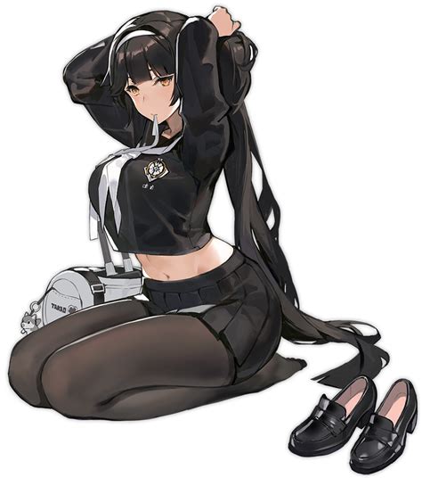 Safebooru 1girl Adjusting Hair Azur Lane Backpack Bag Black Footwear Black Hair Black Legwear