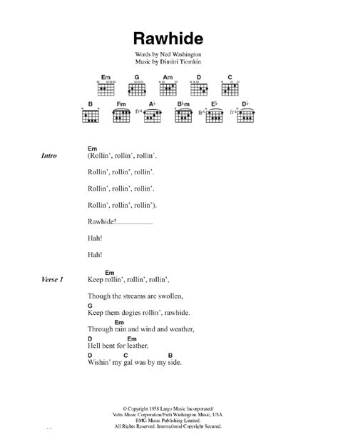 Rawhide by The Blues Brothers - Guitar Chords/Lyrics - Guitar Instructor