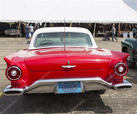 Pictures: 1957 t bird | 1957 Red Ford Thunderbird Rear View – Stock ...