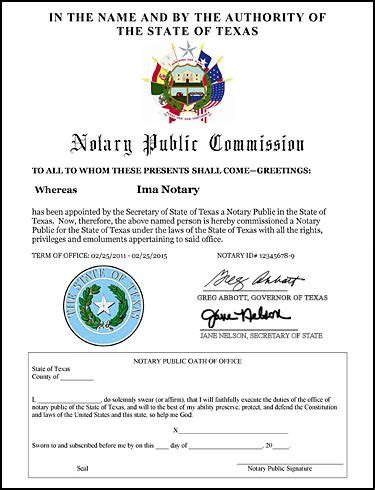 Sample Notary Commissions Issued By The Office Of The Secretary Of State