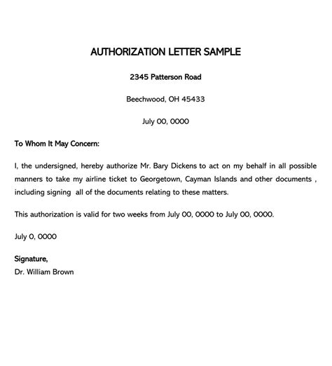 Template Of Authorization Letter Authorization Letter Sample