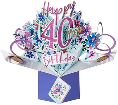 Happy 40th Birthday Pop Up Greeting Card Original Second Nature 3D Pop