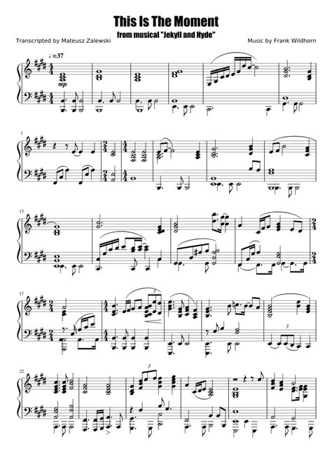 This Is The Moment Sheet Music For Piano Solo