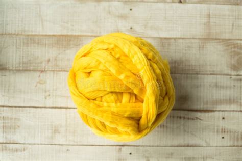 Ball Of Yellow Wool Stock Photo Image Of Length Isolated