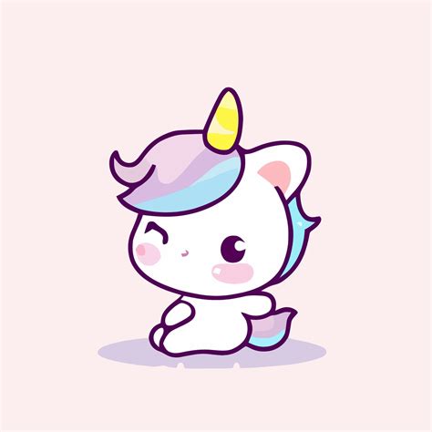 linda ilustración de unicornio unicornio kawaii chibi estilo de dibujo