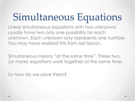 Ppt Solving Simple Simultaneous Equations Powerpoint Presentation Free Download Id 2597803