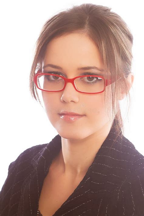 Beautiful Woman Wearing Glasses Stock Photo Image Of Grin Attractive