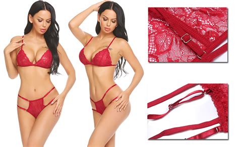 Amazon Adome Women Lingerie Set Lace Bra Panty Set Two Piece Lingerie Clothing Shoes