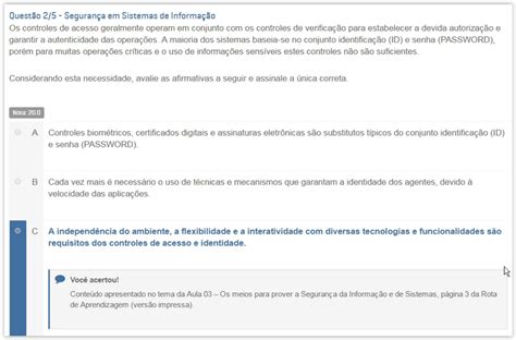 Apol 2 Segurança em Sistemas de Informação Nota 100 Segurança em