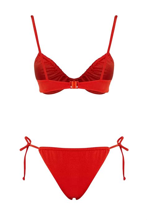 Trendyol Red Balconette Tunnel Brazilian Bikini Set Buy Trendyol Online Zalora Hong Kong
