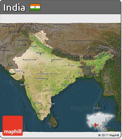 Free Satellite 3D Map Of India Darken