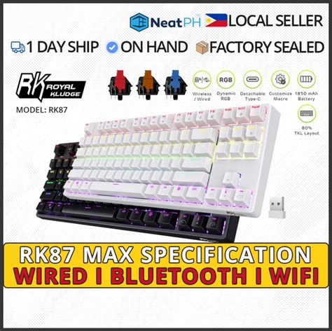 RK ROYAL KLUDGE RK87 RGB 80 Mechanical Keyboard Trimode Wireless