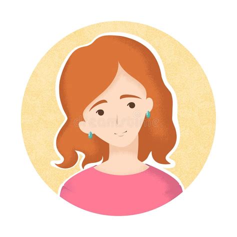 Redhead Woman Profile Avatar Isolated Female Cartoon Character Portrait Flat Stock Vector