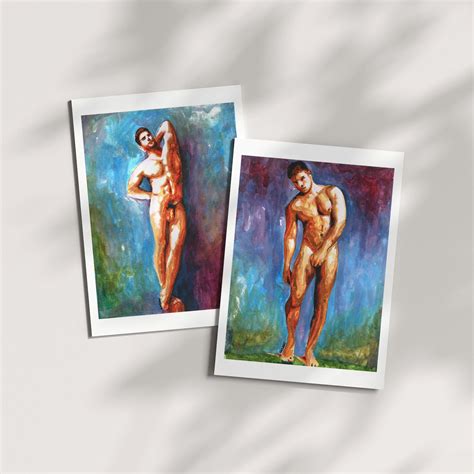 Nude Male Figure Set Of Watercolor Prints Queer Artwork Etsy