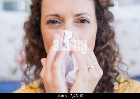 Nude Woman Blowing Her Nose Stock Photo Alamy