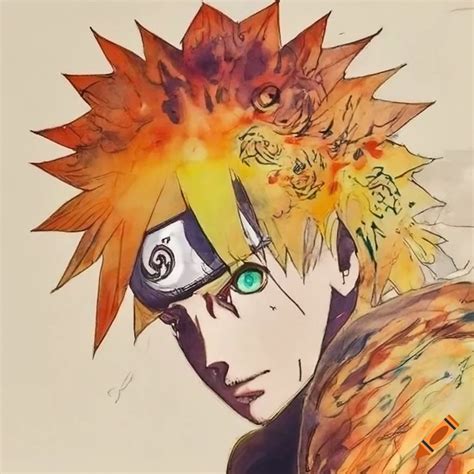 Naruto Uzumaki Final Fantasy Concept Art By Yoshitaka Amano Ink And