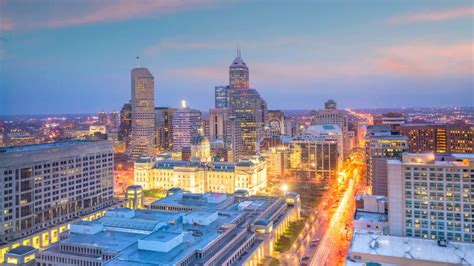 Downtown Indianapolis Skyline at Twilight Stock Photo - Image of ...