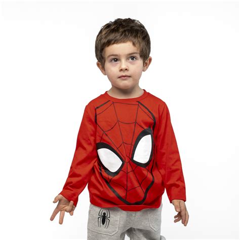 Ripley POLERA MANGA LARGA NIÑO CARA SPIDERMAN ROJO MARVEL