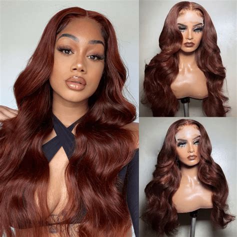 Beautyforever 33B Auburn Wig Body Wave 4x4 Lace Closure Wigs Human Hair