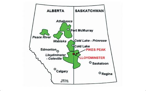 Map Of Major Heavy Oil Deposits Of Alberta And Saskatchewan And