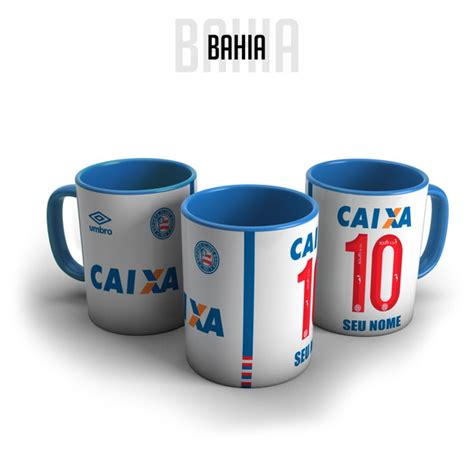 Caneca Porcelana Camisa Bahia Personalizada Nome Elo