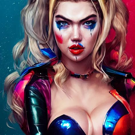 Portrait Of Kate Upton As A Harley Quinn Intricate Stable Diffusion