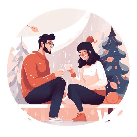 Premium Vector Drinking Hot Cocoa At Home Flat Color Vector