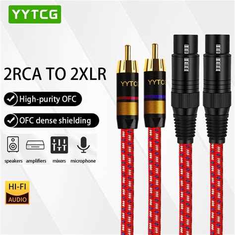 1 Pair Hifi 2rca Male To 2xlr Female Audio Cable Hi End 4n Ofc Dual Xlr