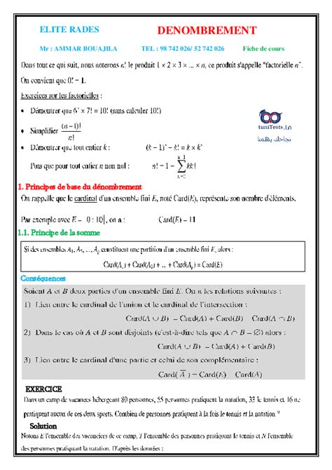 Tunitests Tn Cours Maths Me Ann E Secondaire Sciences Techniques