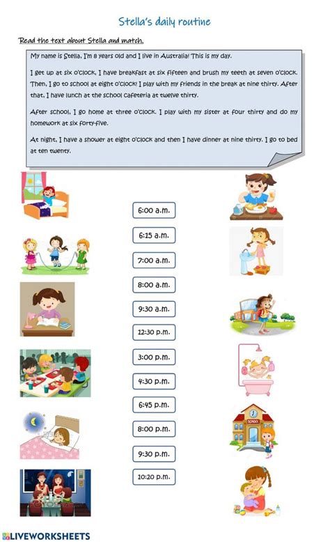 Daily Routine Worksheet Daily Routine Activities Daily Exercise