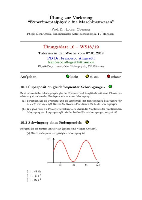 Mw Blatt De Aufgaben Ubung Zur Vorlesung Experimentalphysik F