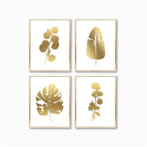 Gold Leaf Print Gold Botanical Print Botanical Art Banana Leaf Art