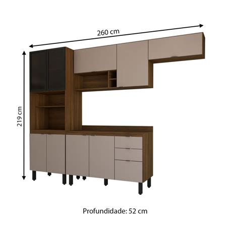Cozinha Completa Alice Portas Gavetas Marrom Nude Panorama M Veis