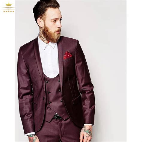 2017 Latest Coat Pant Designs Burgundy Wedding Suits For Men Prom