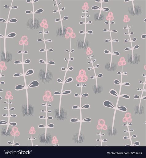 Seamless Texture With Abstract Flowers Endless Vector Image