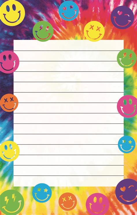 Camp Notepad Vibrant Spiral Tie Dye With Smiley Faces