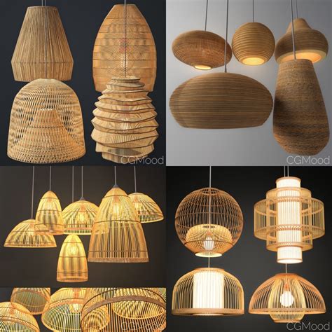 Rattan Lighting Set 3d Model For Vray