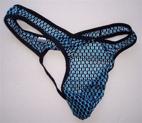 G3007 Hot Sexy Men Thong 2 Tone Small Holes String Back Blue Black