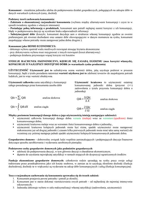 Mikroekonomia Wyk Ady Notatki Z W Konsument Niezale Na